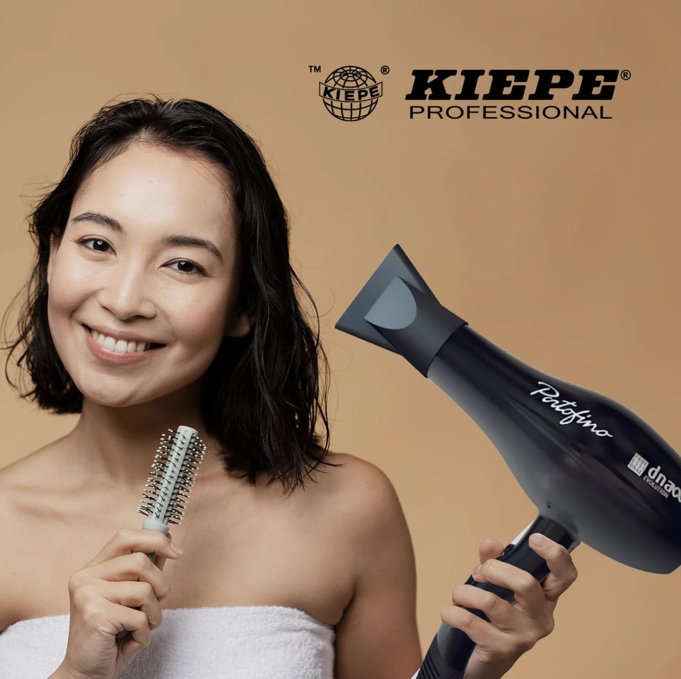 Kiepe DNA Evolution 8307 Asciugacapelli, Design leggero e compatto, Molteplici livelli di calore e velocità, Impugnatura ergonomica, Strumento di styling per l'uso quotidiano (Nero)