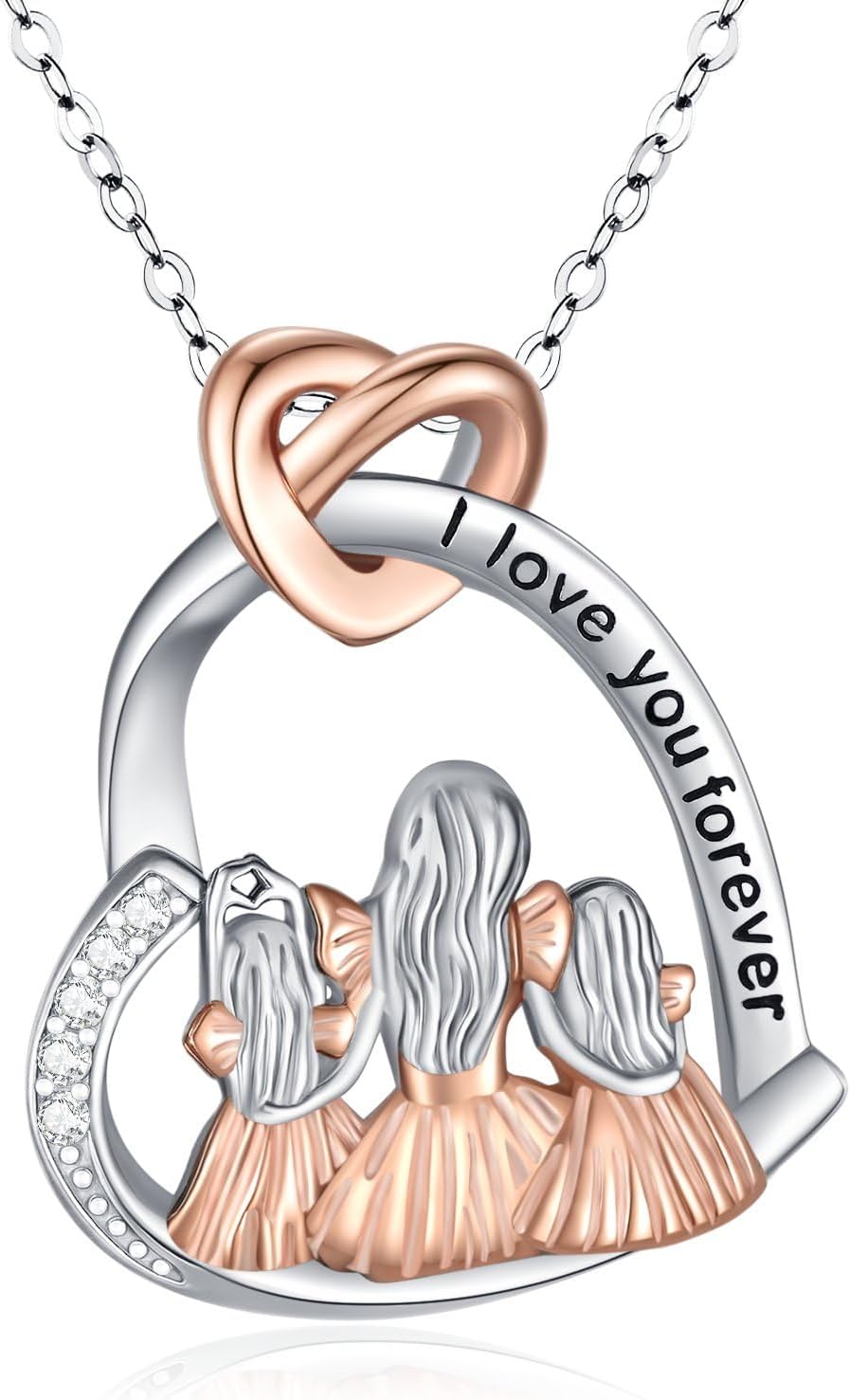 Mother and 1/2/3 Daughters/Son Necklace 925 Sterling Silver Father Daughter Grandma Necklace 2/3 Sisters Gifts Mother's Day Jewelry for Women