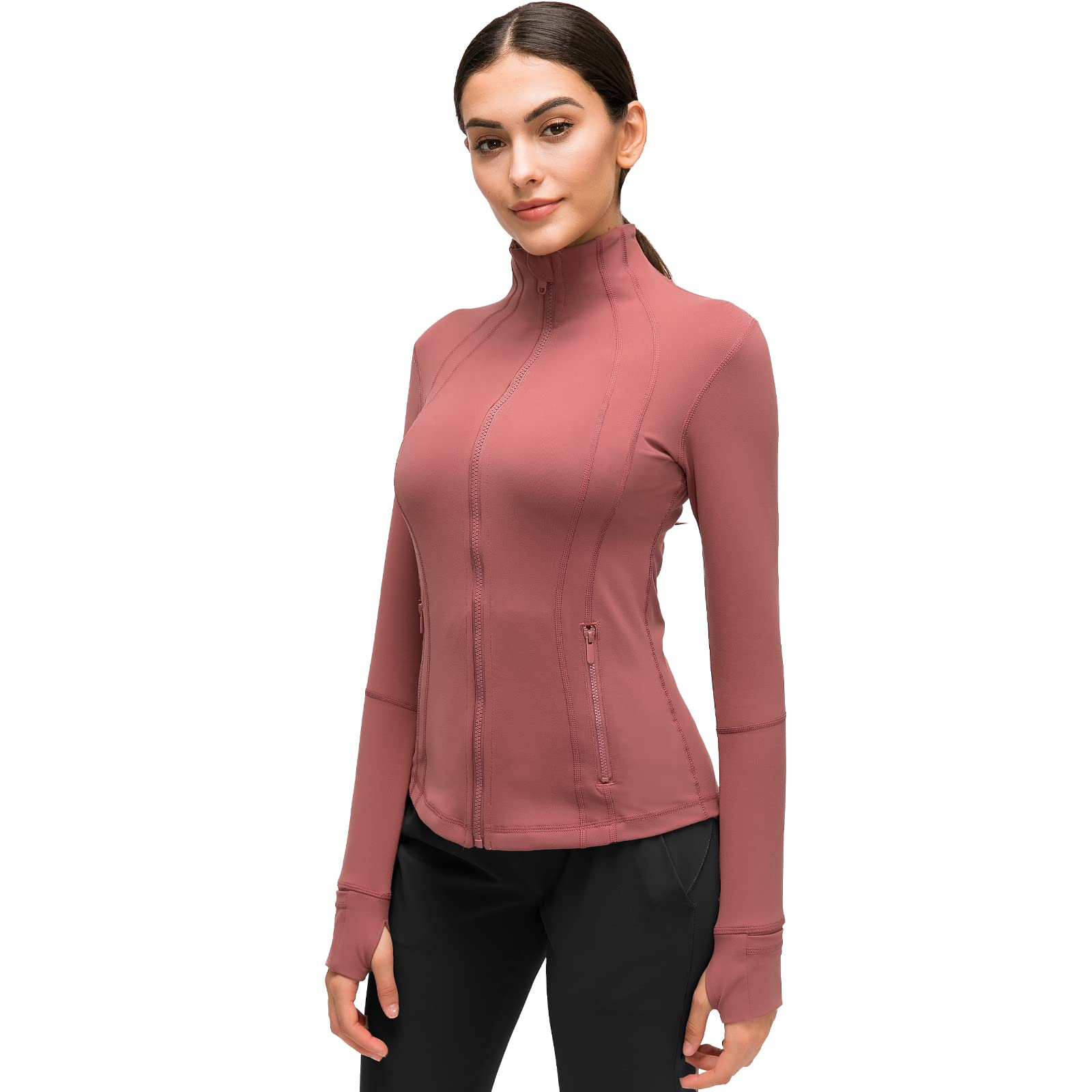 Costdyne Womens Sports Running Yoga Jacket Slim Fit Full Zip Track Jacket Turtleneck Workout Jacket