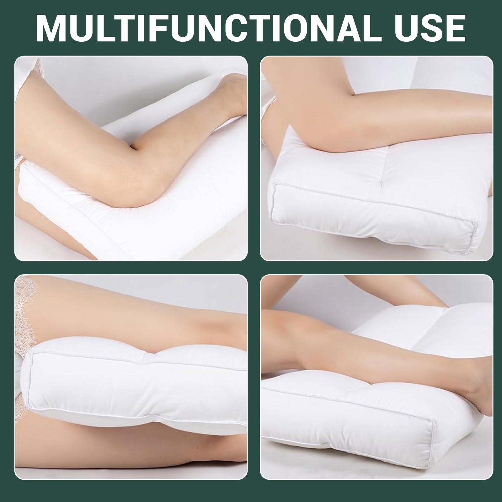 Almohada de rodilla para dormir de lado, almohada ergonómica para piernas sin correas de algodón, almohada extra larga para dormir de lado para aliviar la tensión de las caderas y las piernas