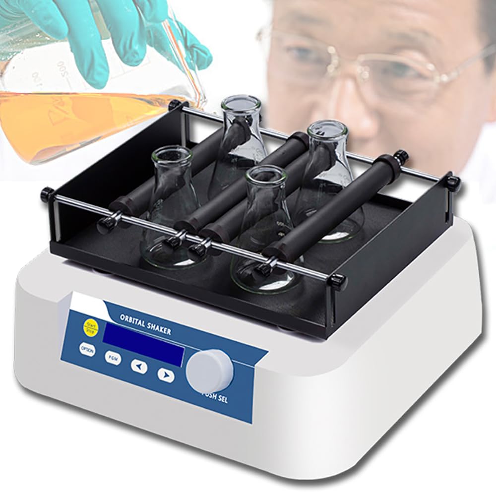Agitador orbital de laboratorio, oscilador rotador de 50-250 rpm, temporizador digital ajustable de 4 varillas, para frascos de 4 x 250 ml o 6 x 100 ml