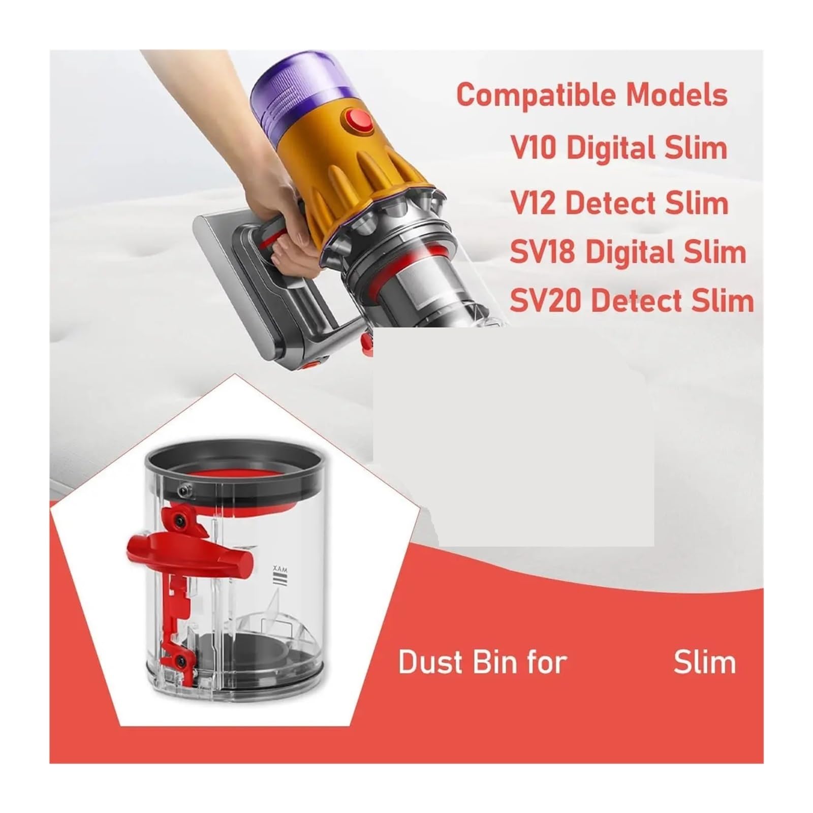 Reemplazo Del Contenedor De Polvo, Compatible Con Dyson, V12Slim V12Detect Slim, V10 Digital, SV18, SV20, Recolección