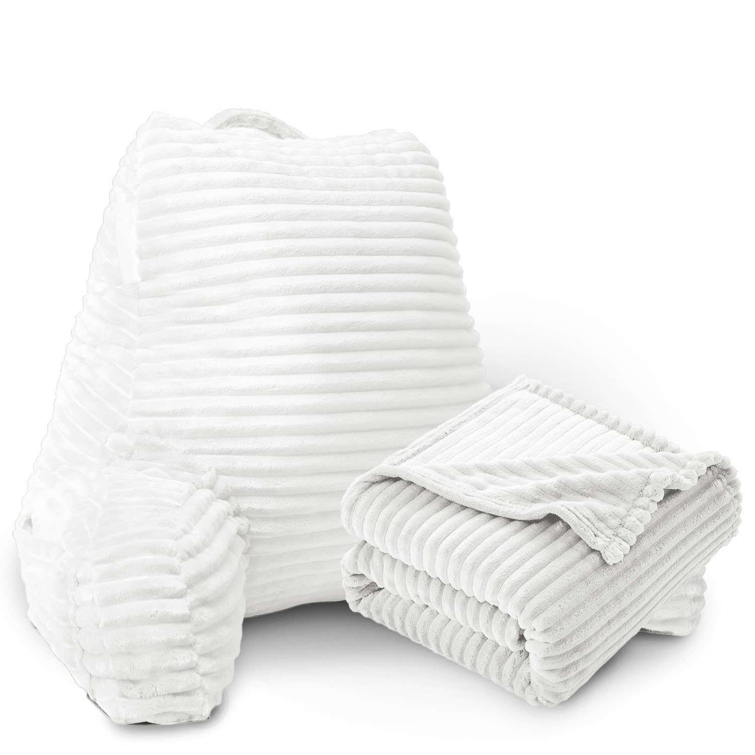 Nestl Reading Pillow for Bed Adult with Fleece Blanket – Back Pillow for Sitting in Beds, Standard Bed Pillows for Sitting Up, Foam Chair Pillow,