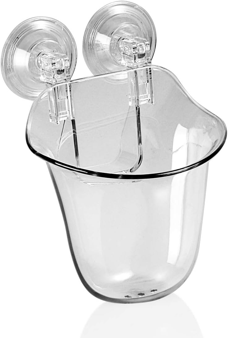 Sunlit Heavy Duty Power Lock Twin Suction Cup Toothbrush Holder - Alternative to Wall Mount for Toothpaste, Toothbrush, Razor, Brush - Bathroom Vanity, Kitchen Countertop Accessories Organizer - Clear