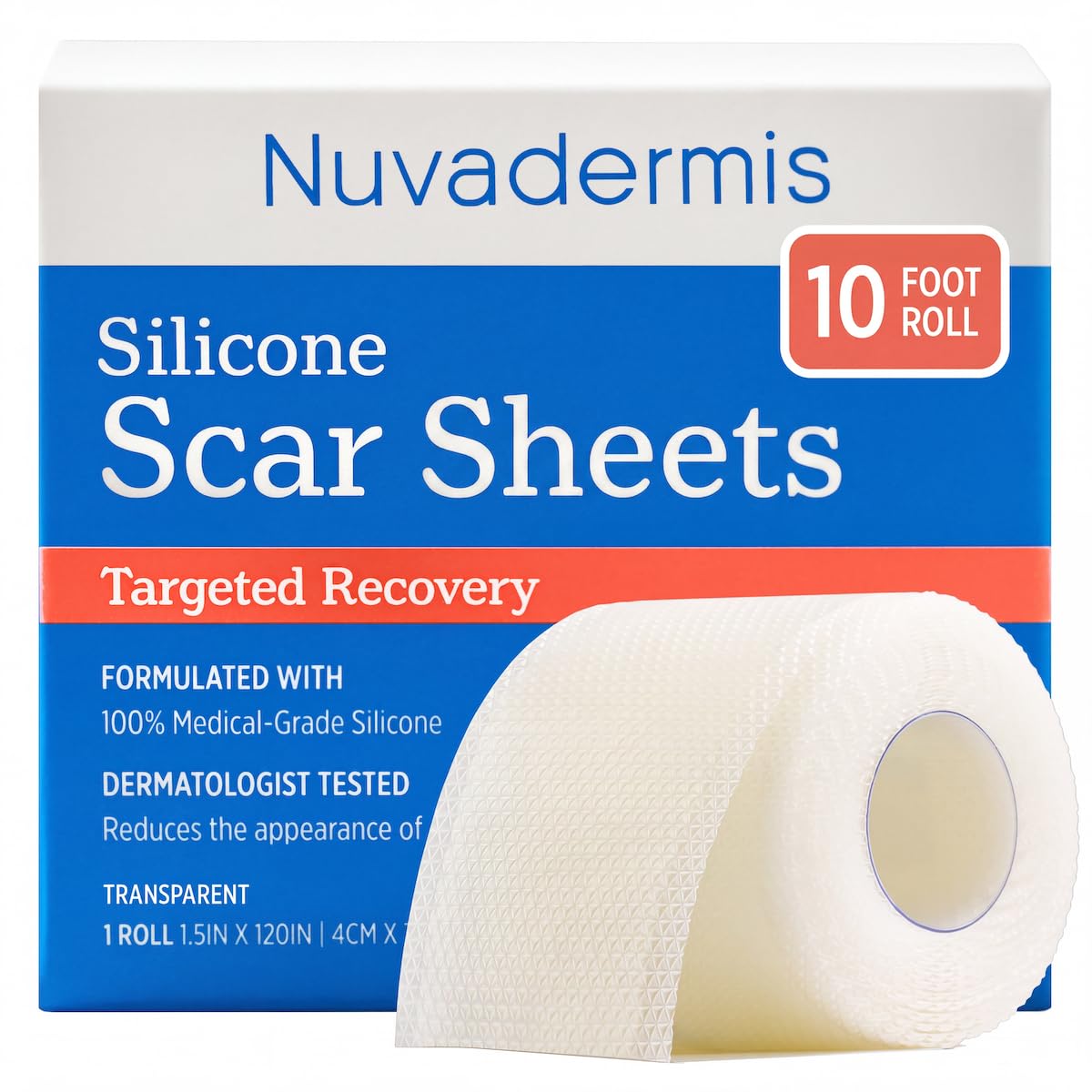NUVADERMIS Silicone Scar Sheets for Surgical Scars, 10 ft Roll, Light — Amazon image 14