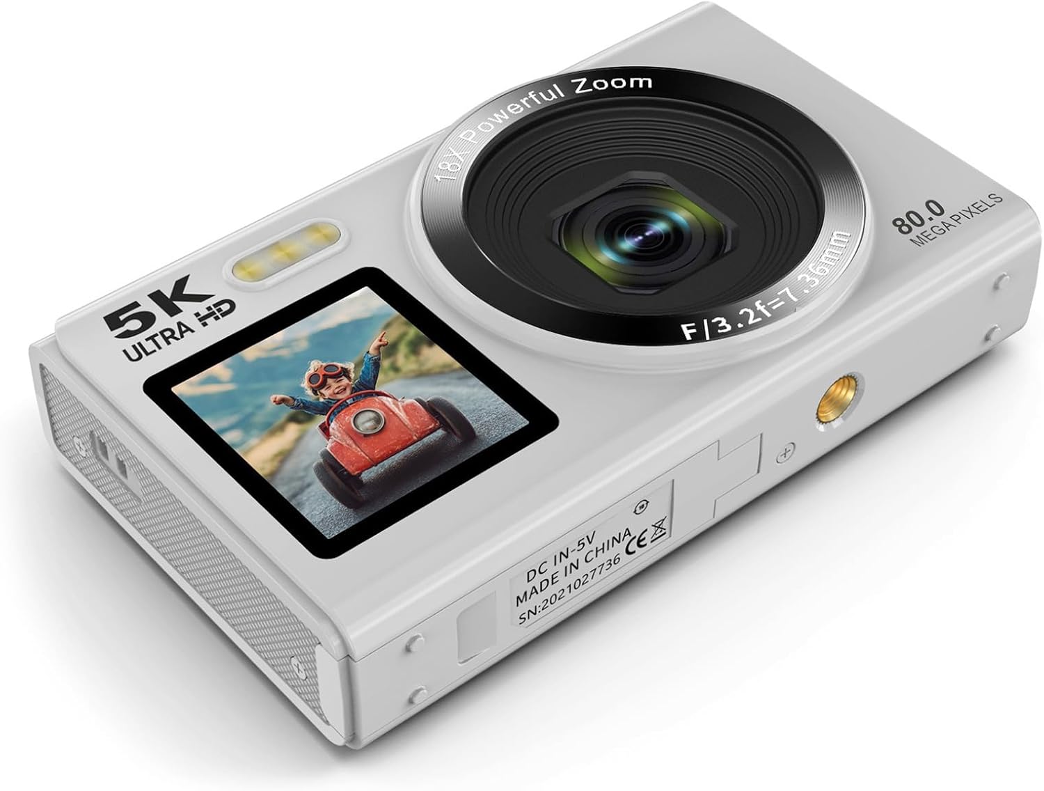 デジタルカメラ 5K動画 7500万画素 デジカメ WIFI転送 18Xデジタルズーム 32GB SDカード AF 3  0インチ｜Yahoo!フリマ（旧PayPayフリマ） 80MPトラベルカメラ5Kダブルスクリーン動作18xデジタルズーム機能WiFi接続が冒険のために点滅するのに構築されていますダブルス