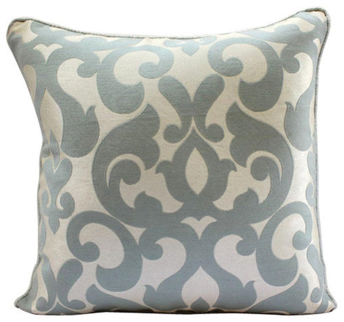The HomeCentric Pack of 2, 55x55 cm (22x22 inch) Decorative Cushion Covers, Blue Throw Cushion Covers, Grey Damask Cushions Cover Jacquard Weave Square Cushion Covers, Floral, Modern - Forever Damask โ image 1