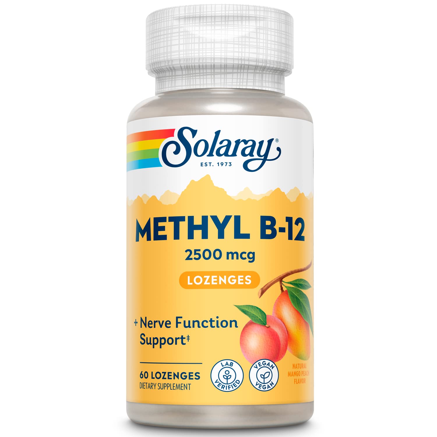 SOLARAY Methyl B-12 Lozenges 2500mcg, Nerve Function Support, 60 Lozenges
