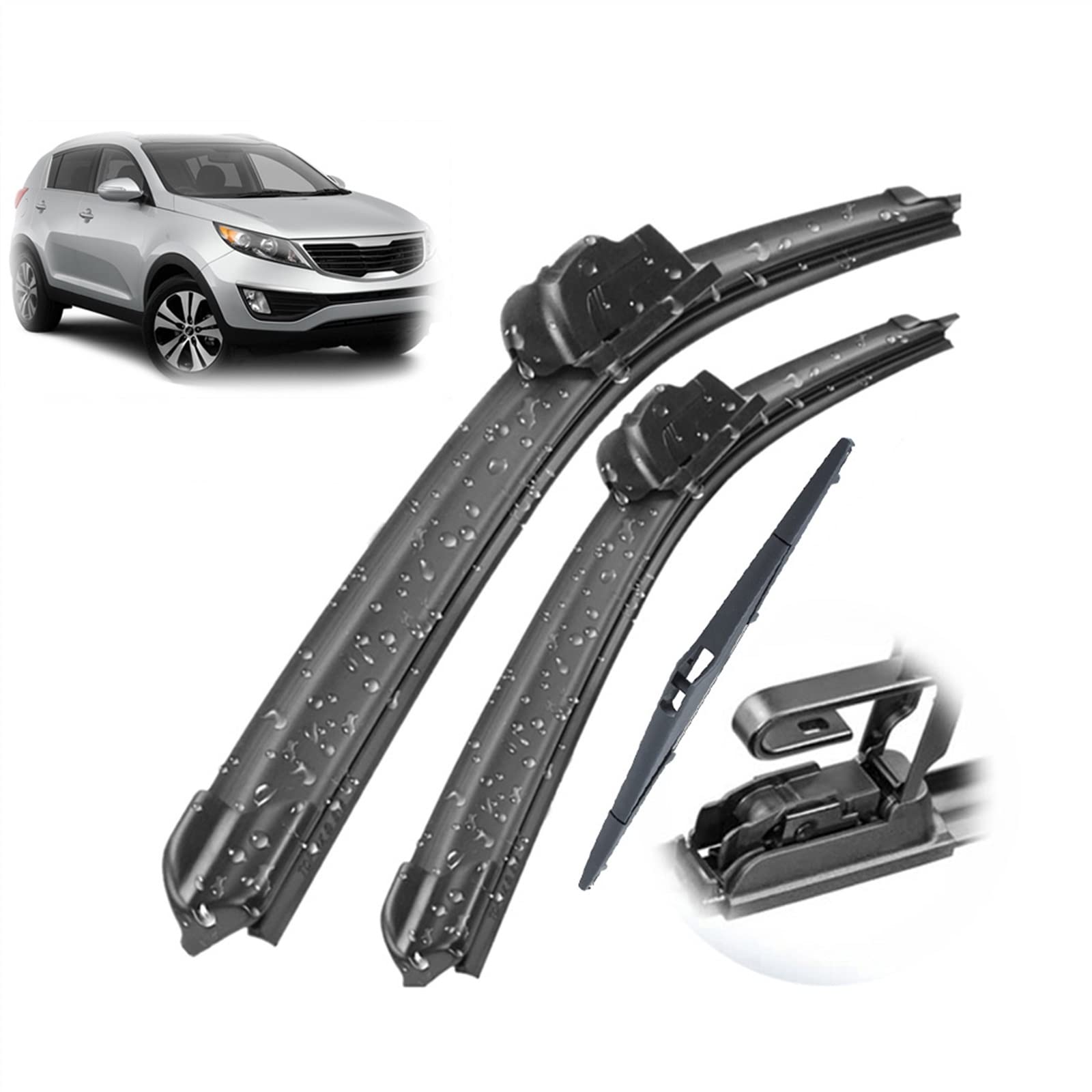 24"+18"+12" Zestaw przednich i tylnych piór wycieraczek Szczotki do szyb samochodowych, do KIA, do Sportage SL 2010-2015