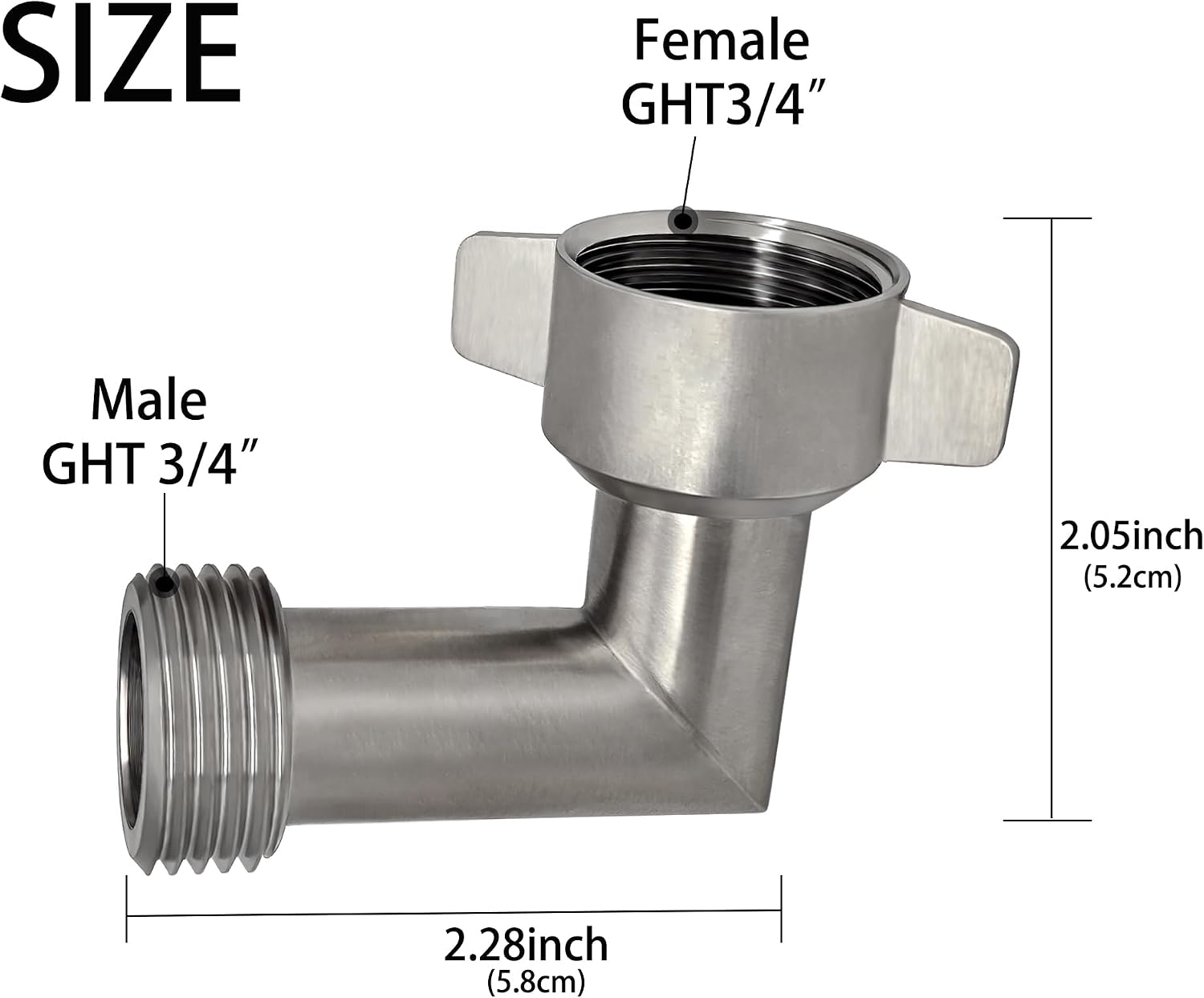 90-Degree Hose Elbow For RVs—Stainless Steel Construction—GHT3/4"Garden Hose Elbow Connector—Convenient Easy Grip Connector—For RV Water Hoses, Residential Outdoor Faucets —1Pack (1-Pack)