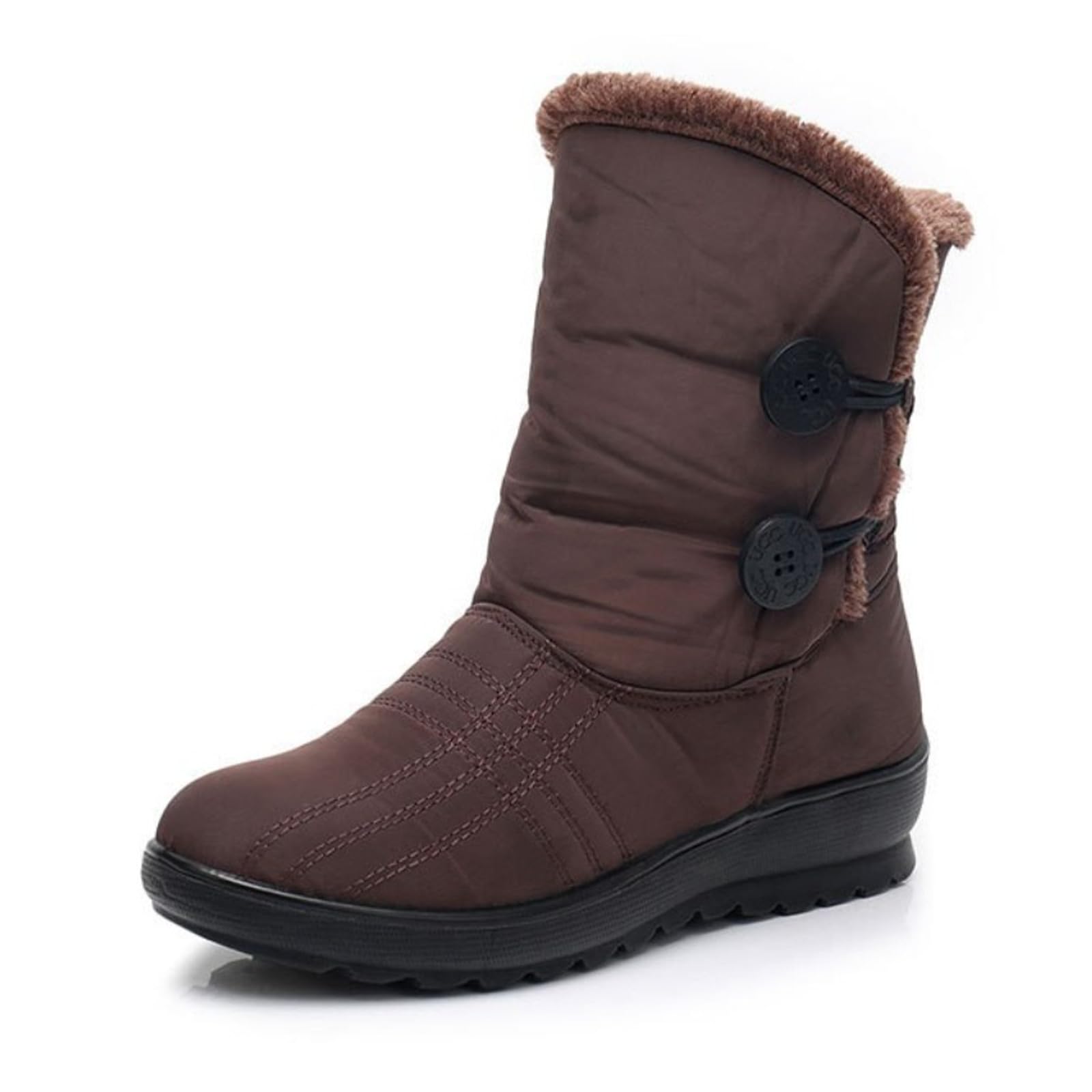ZQW Womens Winter Snow Boots Waterproof Thermal Insulated Fleece Lined Wide Round Toe Mid Calf Non-Slip Comfortable Shoes