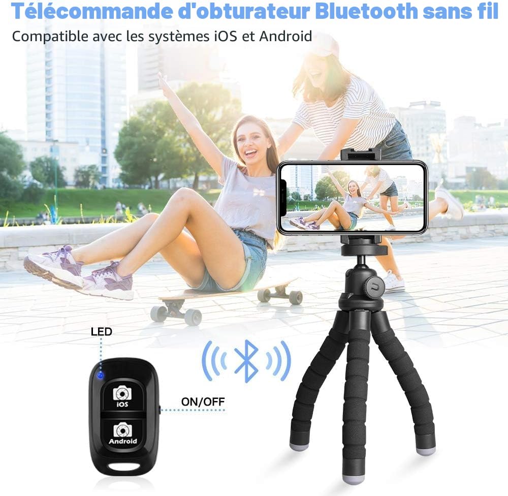 UBeesize Trépied pour téléphone Portable, Mini Trépied pour Smartphone et Appareil Photo, Mini Tripod avec Télécommande Bluetooth