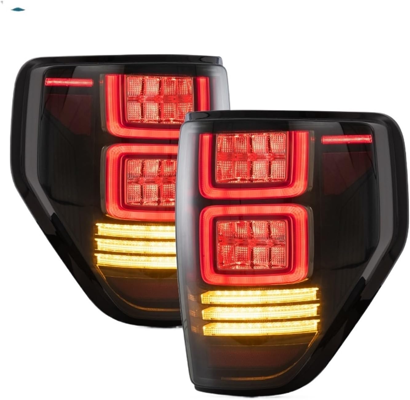 2009-2014 Compatible With Ford F150 F-150 SVT Raptor Pickup Rear Tail Light Brake Lamps Elegant Black Frame Smoked Car Accessories(Clear(Yellow))