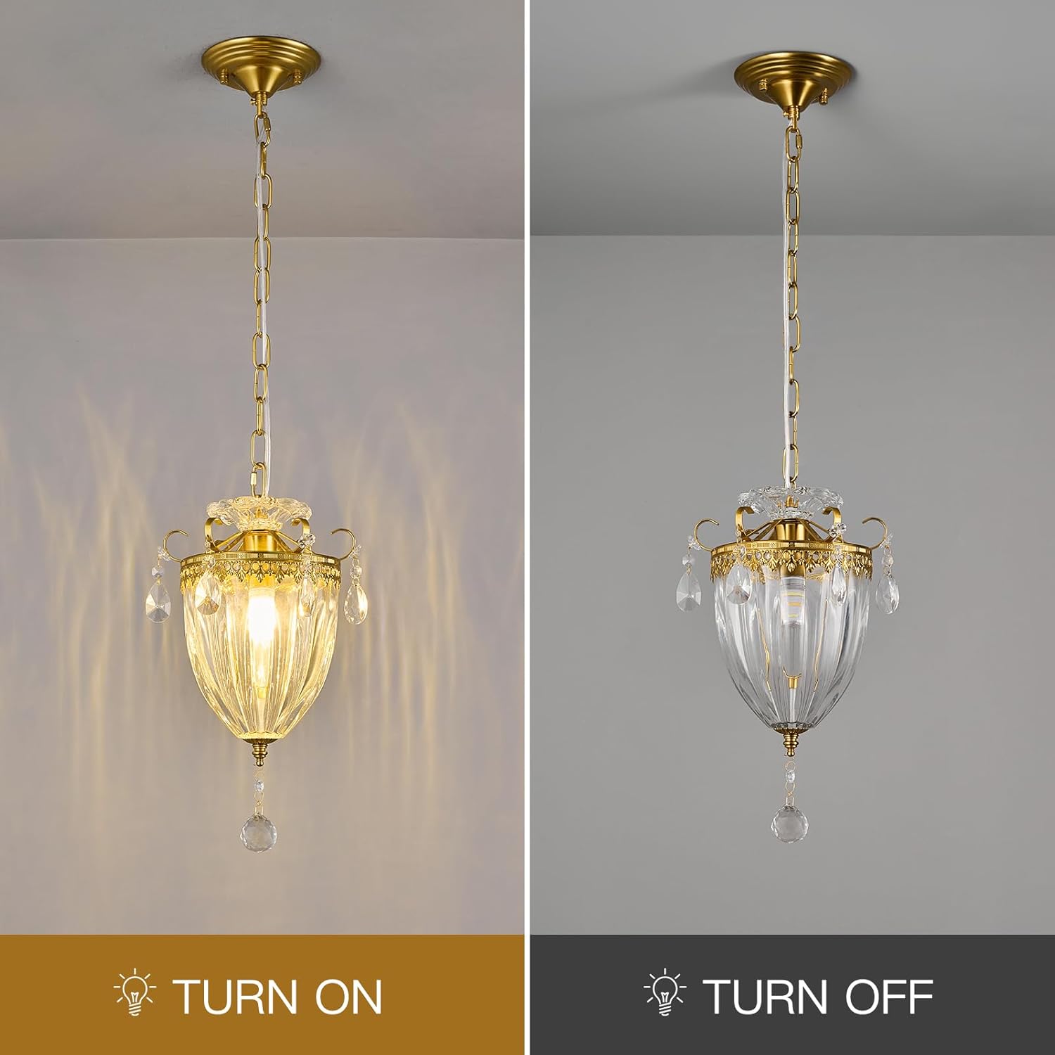 Modern Chandelier, Gold Chandelier Crystal Pendant Lights Small Chandelier Light Fixture, Crystal Chandeliers for Living Room Dining Room Kitchen Entryway (1 Pack)