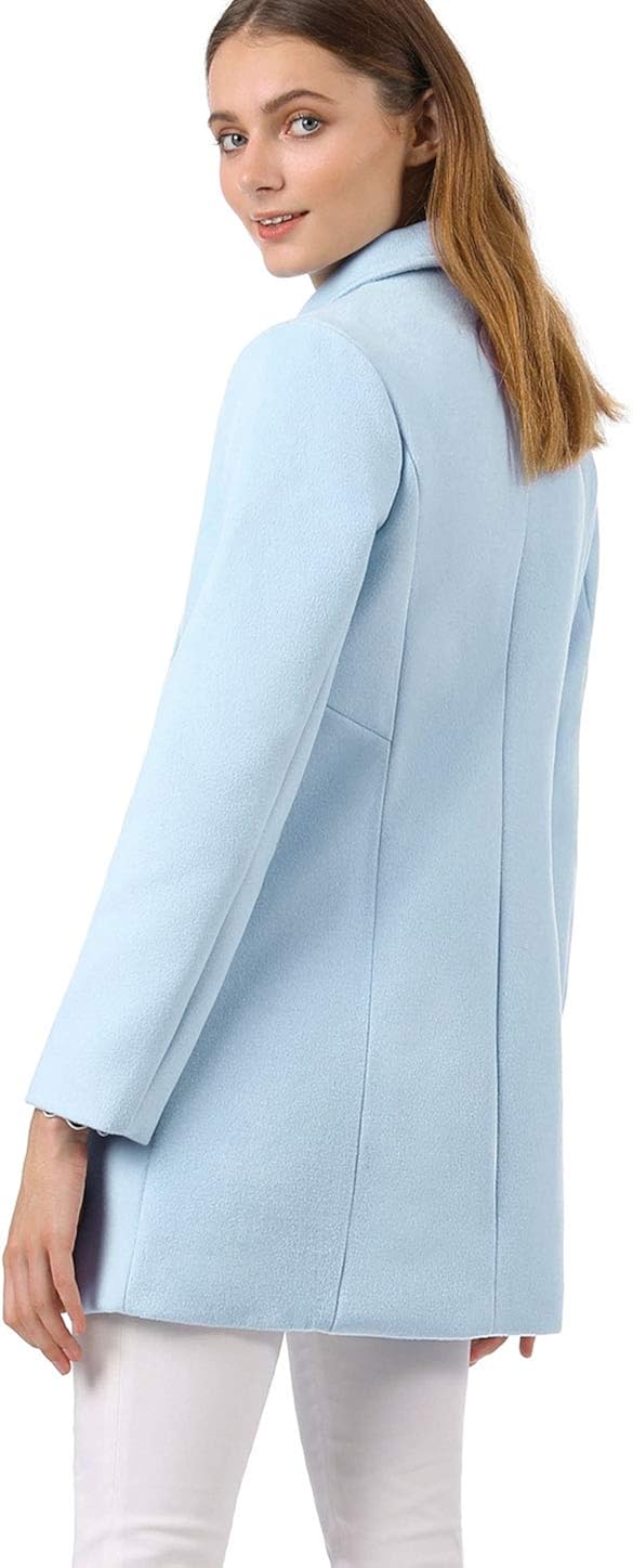 Allegra K Women's Peter Pan Collar Double Breasted Winter Long Trench Pea Coat : Clothing, Shoes & Jewelry
