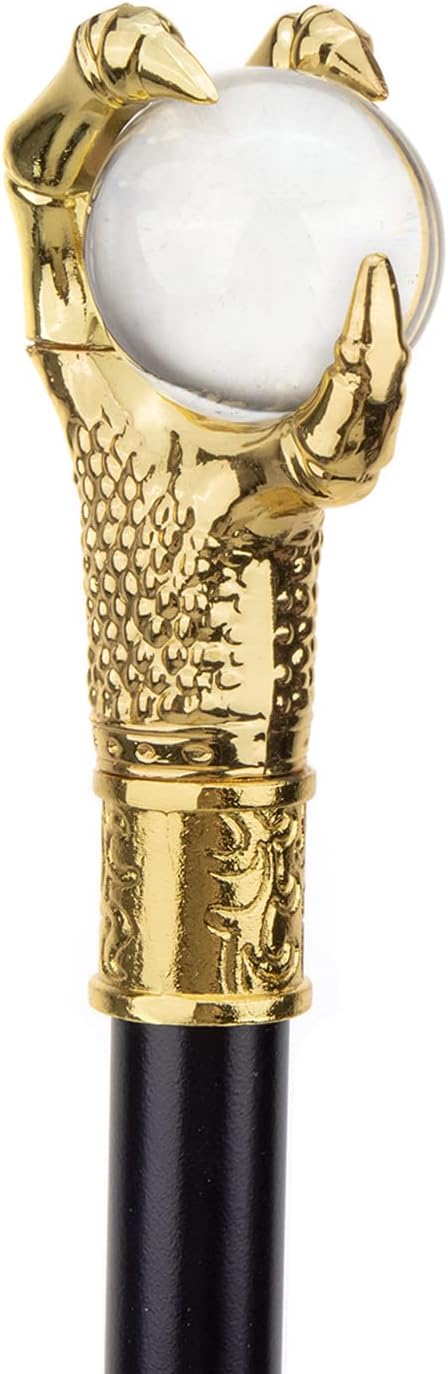 Golden Dragon Claw Grasp Glass Ball Walking Cane Fashion Decorative Walking Stick Gentleman Elegant Cosplay Knob Crosier 93cm