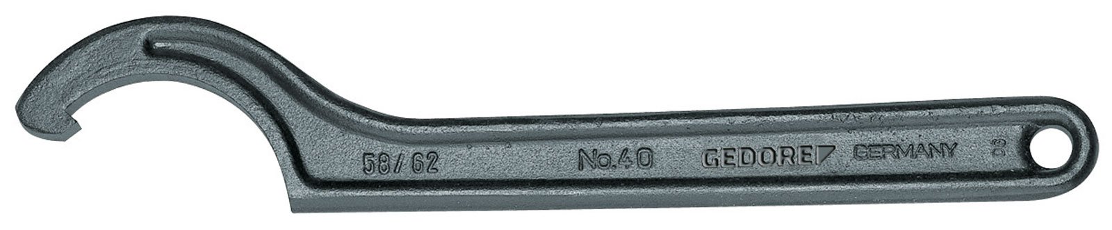 Gedore Black Hook Spanner With Lug, For Slotted Nuts, Af 40-42 Mm, Tip Dia. 5 Mm, Ratchet Spanner, 40 40-42