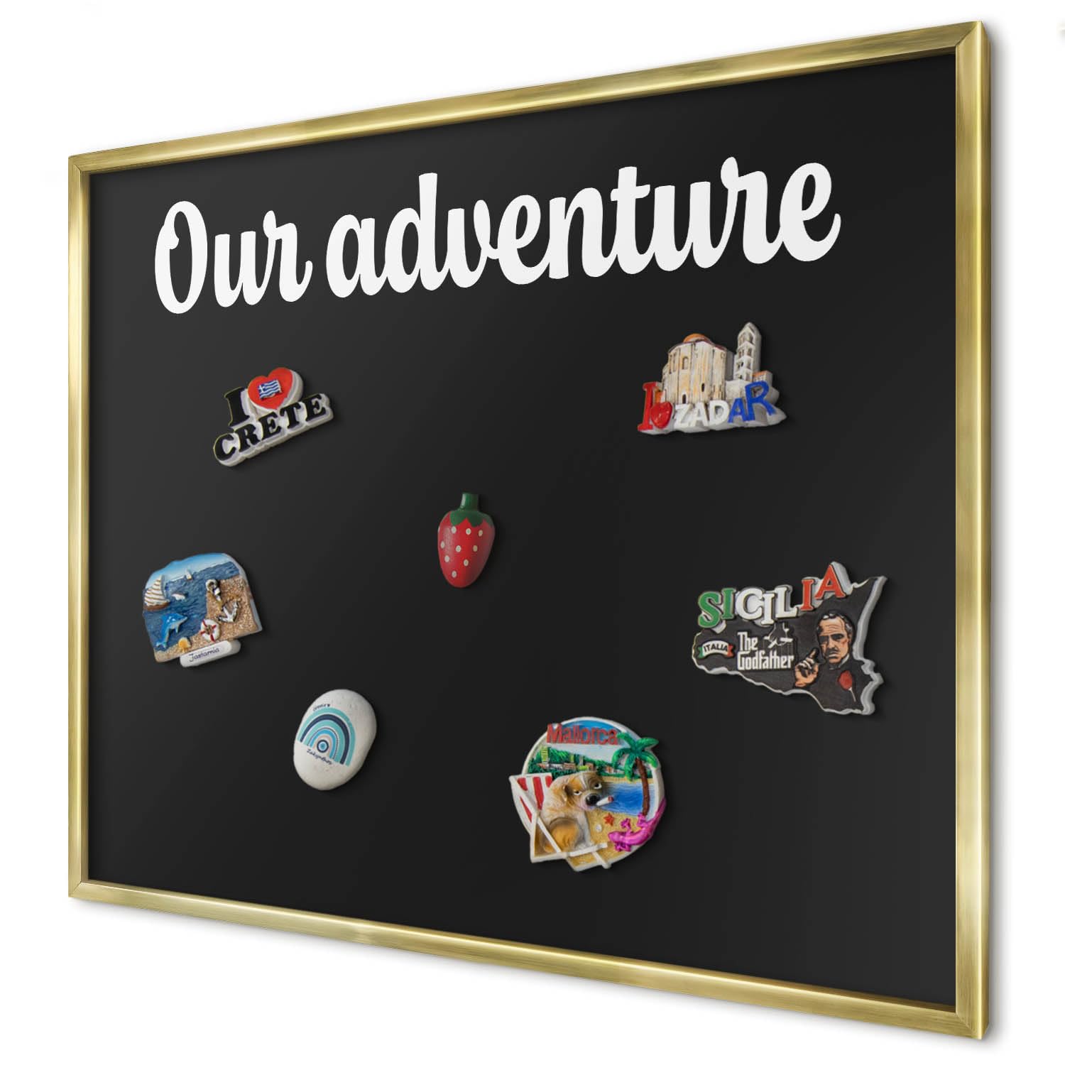 Explorer Magnetic Board 80x60 cm | Gold Frame | Our Adventure