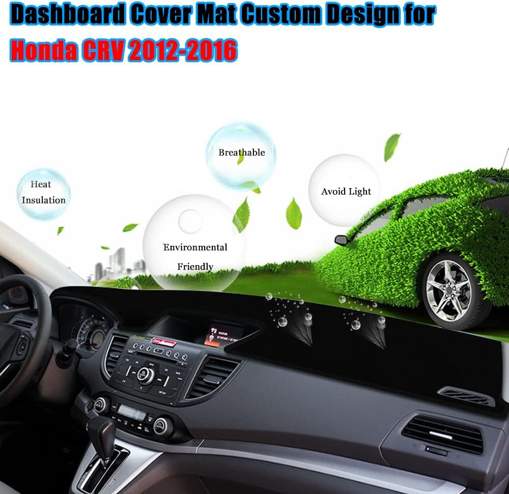 Dashboard Cover Dash Cover Mat Pad Carpet Custom Fit for Honda CRV 2012 2013 2014 2015 2016 Accessories Anti-Skid Center Console Protector Cover Mat(Black Edge)