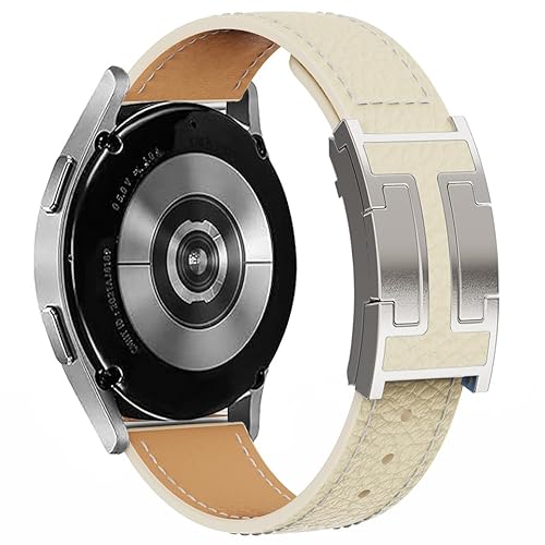 Leather Magnetic Strap Compatible with Galaxy Samsung Watch 7 6 5 4 FE 40mm 44mm, Watch 6/4 Classic 42mm 46mm, 5 Pro 45mm, Slim 20mm Top Grain Leather Band for Women