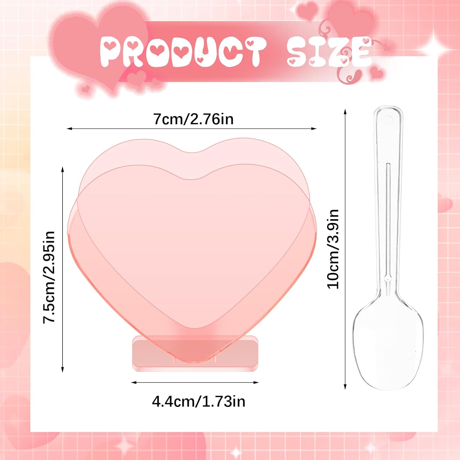 Mini Heart Shaped Dessert Cups with Spoons 2.7 oz Valentine Day Plastic Appetizer Cup Clear Disposable Reusable Heart Shaped Bowl for Valentine Wedding Party Cakes Ice Cream(Pink,60 Set) - Image 2