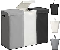 Vista 9 de WOWLIVE Cesta Doble de Lavandería con Tapa y Bolsas de Lavandería Extraíbles, Cesta Grande de Lavandería de 154L, Cesta Plegable para Ropa Sucia