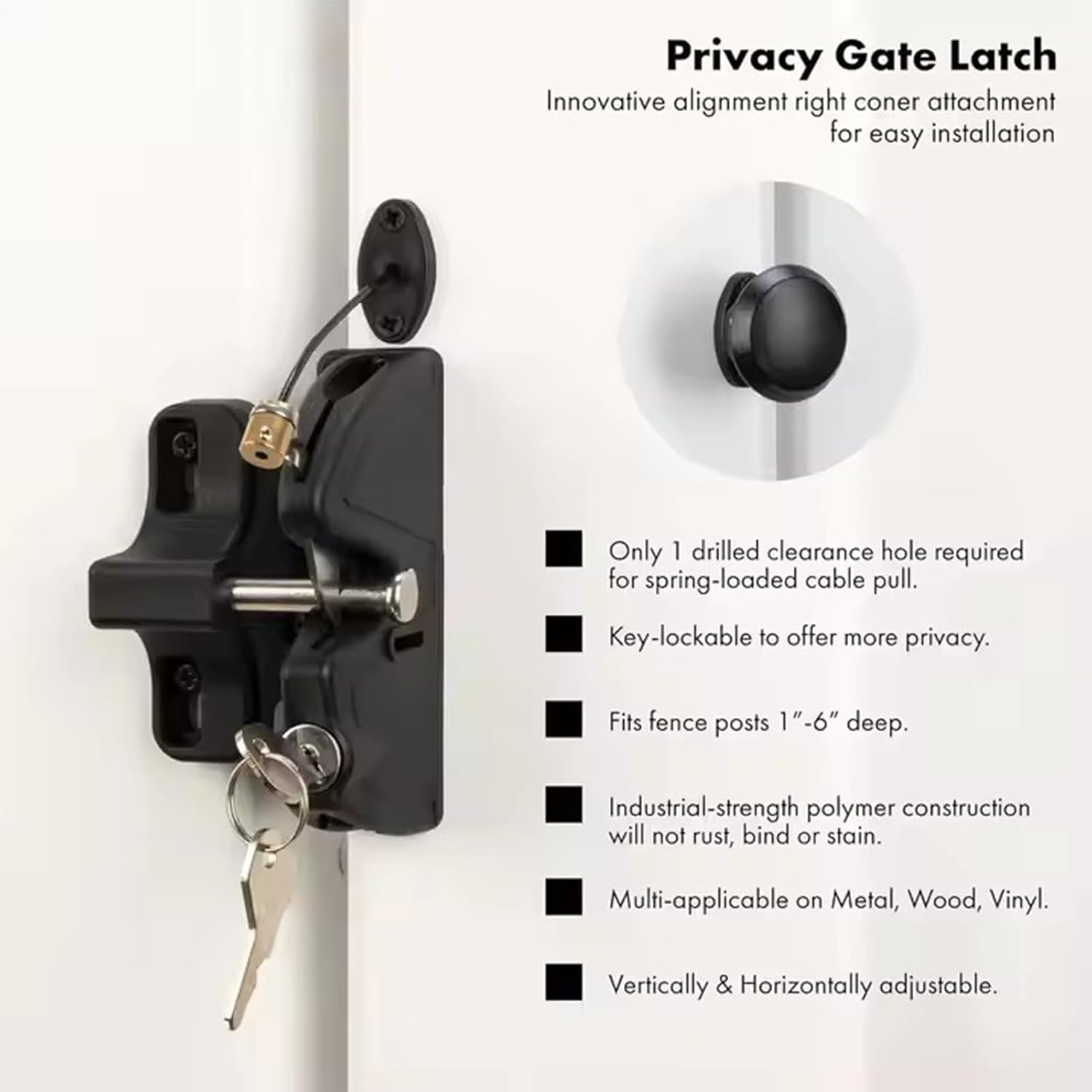 Fence Gate Latch Lock - Self-Locking Safety Latches | Security Protection Heavy Duty Hardware for Pool Backyard Toolshed Barn Patio Garden