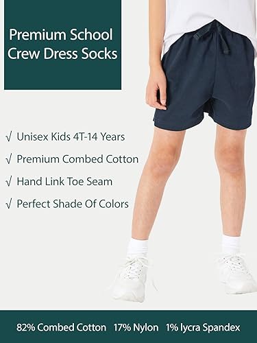 Miniatura 3 de COTTON DAY Calcetines unisex de algodón suave para niños y niñas, con puntera sin costuras, color negro, blanco, gris, azul marino, paquete de 6