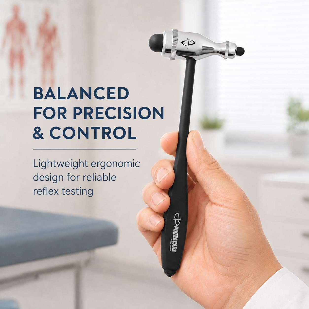 Primacare DH-3695 Tromner Neurological Reflex Hammer with Built-In Brush, Medical Diagnostic Percussion Hammer for Reflex Testing, Neurology Exam Tool for Clinics, Nurses, EMTs and Students