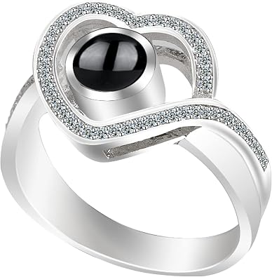 Custom Photo Projection Ring Personalised Ring Picture Inside Heart/Moon Shape Mens and Womens Rings