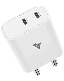 DR VAKU® 25W PD Dual Port Charger Type C Adapter for iPhone 17/17 Air/17 Pro/17 Pro Max, 16/16 Plus/16 Pro/Max, 15/14/13