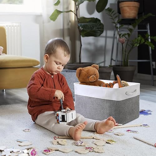 Miniatura 2 de TheWarmHome - Canasta de organización y almacenamiento para organizar - Paquete de 3 unidades, cestas de almacenamiento de 16x12x12 pulgadas, cubos