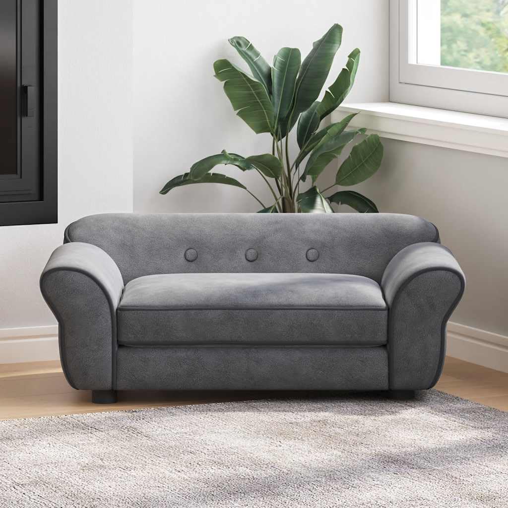 Canapé pour Chien Gris Foncé 72x45x30 cm Peluche Sofa Chats Animaux