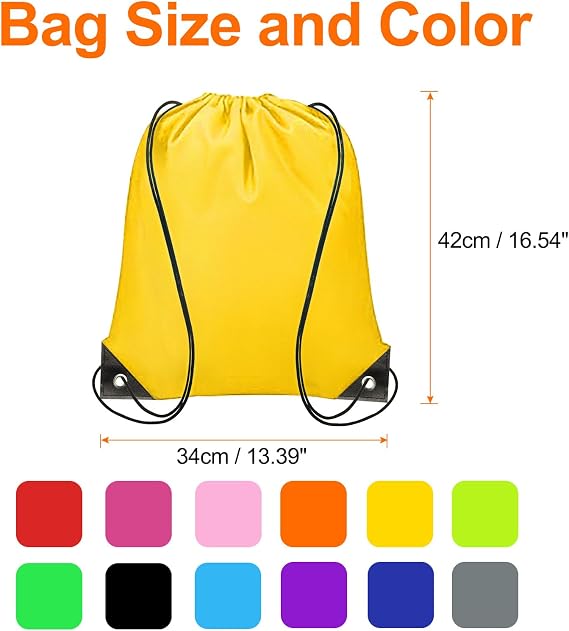 sourcing map 16pcs Drawstring Bags,Sport Draw String Backpack Yellow