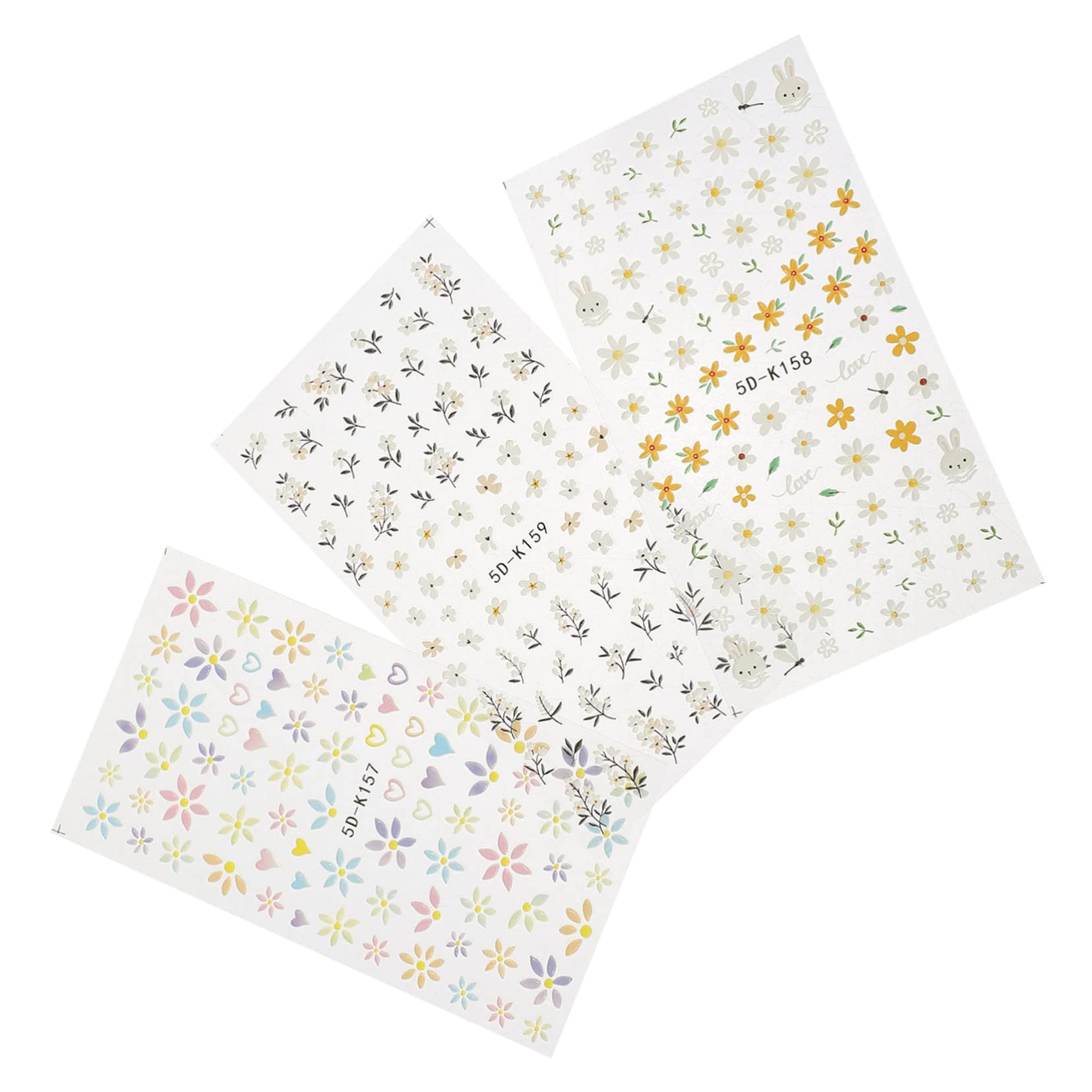 SHERCHPRY 5 Set Adesivi Per Unghie Con Floreali Decorazioni Per Nail Art Adesivi Per Manicure Per Feste E Speciali 3 Pezzi*5