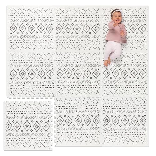 Image of Lillefolk Baby Foam Play Mat - Baby Playmat | Tiles for Kids Interlocking Mat - Foam Baby Mat for Babies & Toddlers - Non Toxic Play Mat for Baby Tummy Time Mat 6x6ft Boho