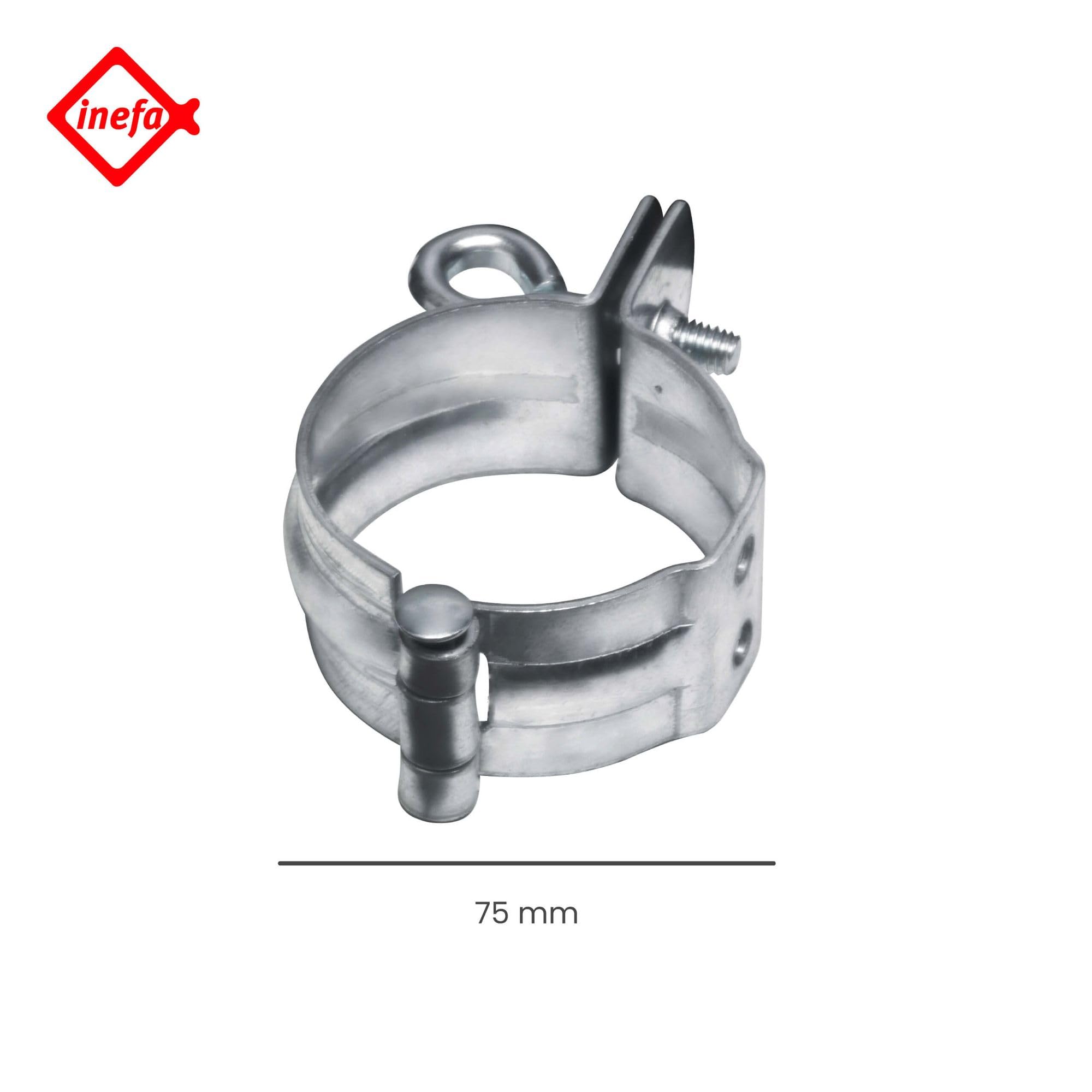 INEFA 25x Abrazadera de tubo para montaje atornillado 75mm Gris | Acero revestido de plástico, fijación de bajante, accesorio de canalón