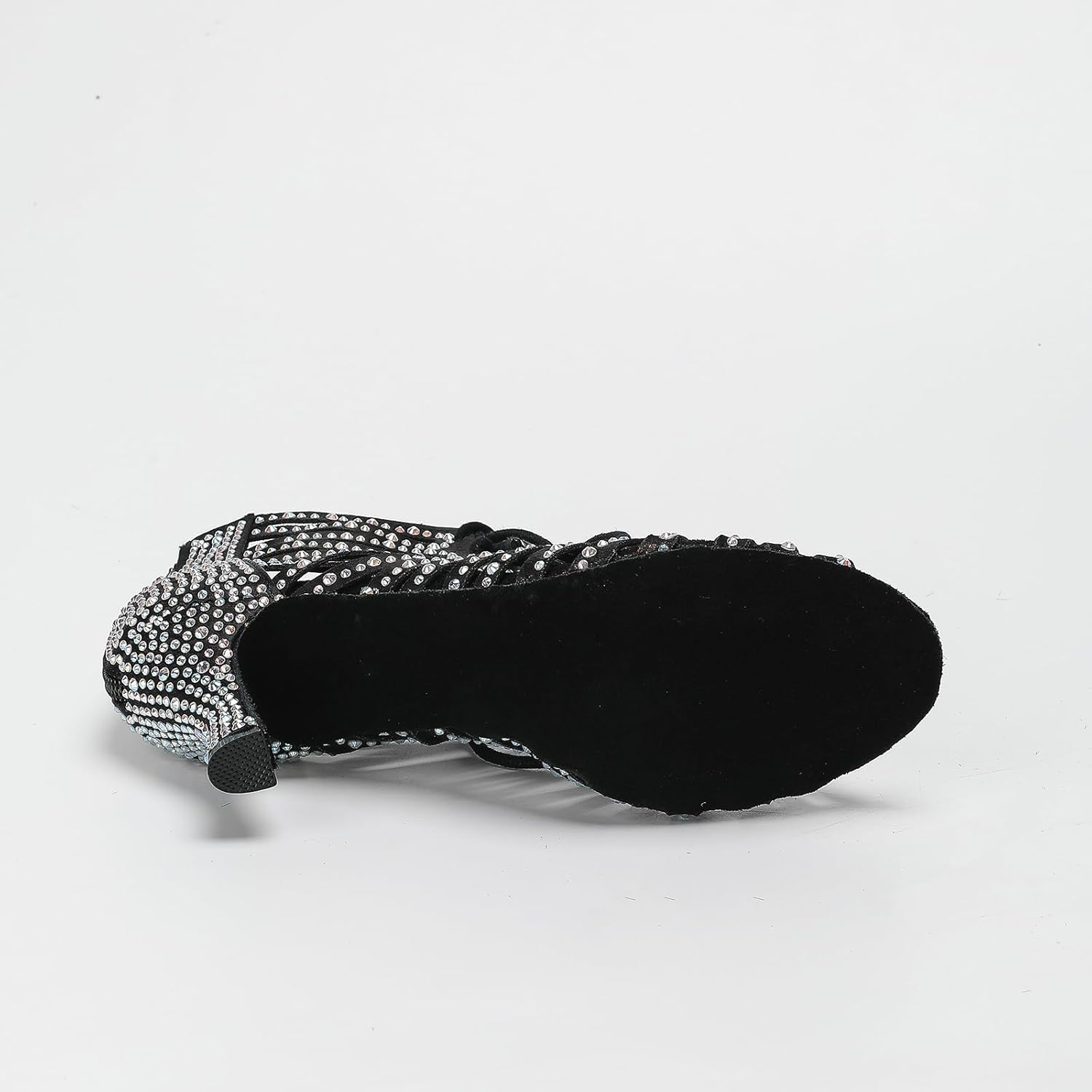 Women Ballroom Dance Shoes Latin Salsa Practice Performance Diamond-Studded Fashion Hollow Lace-Up High Heels Shoes