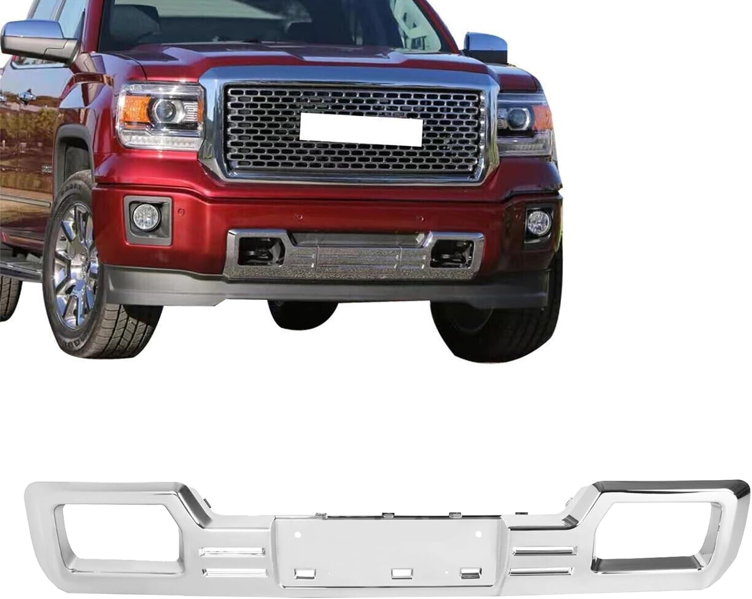 JX RACING Front Bumper Skid Plate Chrome Compatible with GMC Sierra 1500 2014 2015 Denali Style Lower Cover Protection Plastic Replacement for 22902312 GM1053100