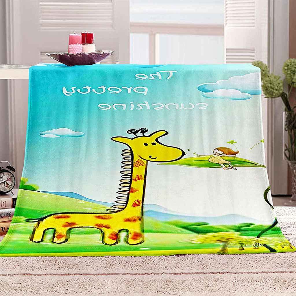 Couverture polaire douce dessin animé girafe idée cadeau originale pour enfant