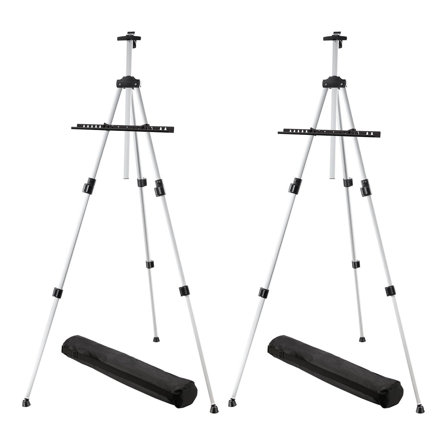 Magicfly (2 Pack) 66 Inch Display Easel for Painting Posters, Aluminum Field Easel for Floor Table Top, Adjustable Lightweight Telescoping Easel