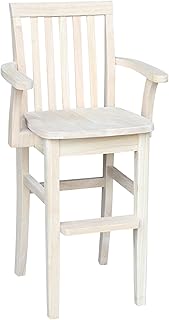IC International Concepts, Mission Youth Chair, Solid Real Wood, Sturdy Parawood, Dimensions 17"D x 17"W x 35"H, 75 lbs capacity, Comfort & Safety, For 3 yrs & above, Paint/Stain Ready, Unfinished