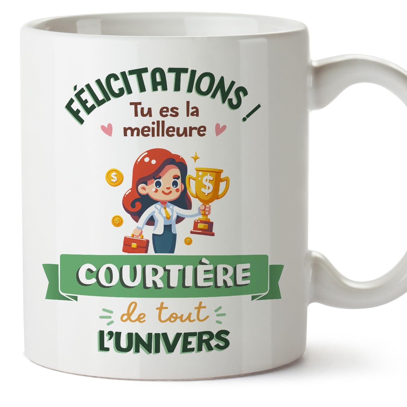 MUGFFINS Broker Woman Mug - in French - Meilleur Univers Trophée - Funny Gift for Colleagues - Ceramic 11oz Mug — image 1