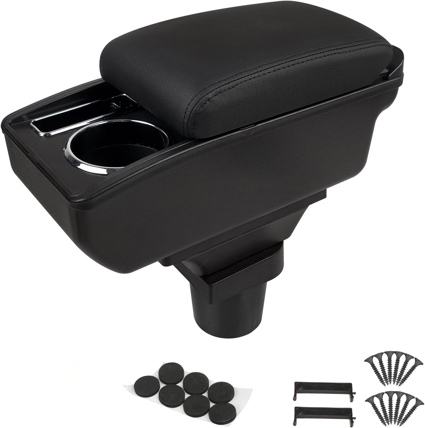 Center Console Armrest Compatible with Toyota Yaris/Vitz 2006-2011 with Cup Holder Double Layer Organizer Storage Box Black 32x14.5x15cm