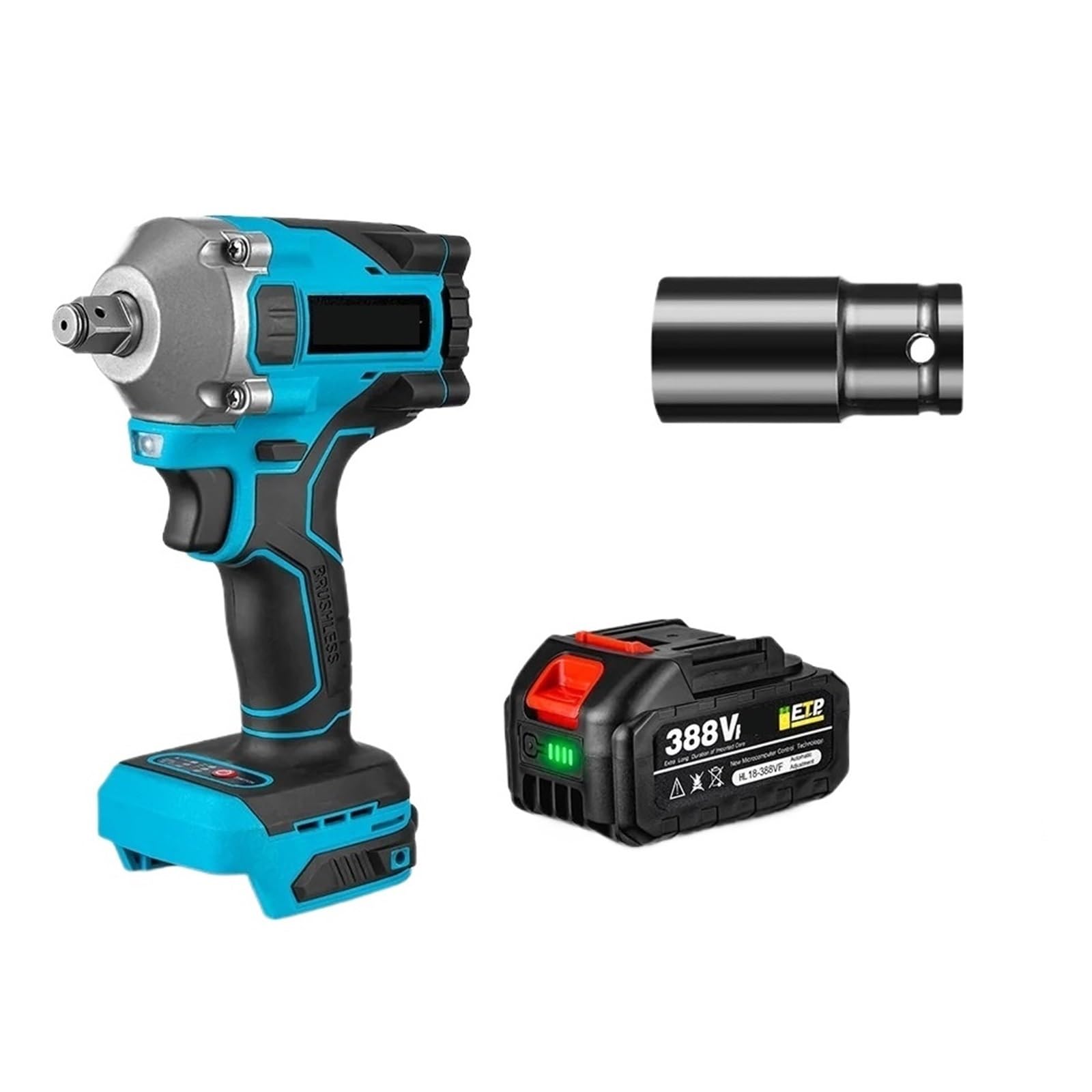 Llave de impacto Llave De Impacto Eléctrica Sin Escobillas 1000N.m, Herramienta Eléctrica De Reparación De Automóviles Inalámbrica Variable De 3 Engranajes De 1/2 Pulgadas For Batería De 18V(1xBattery
