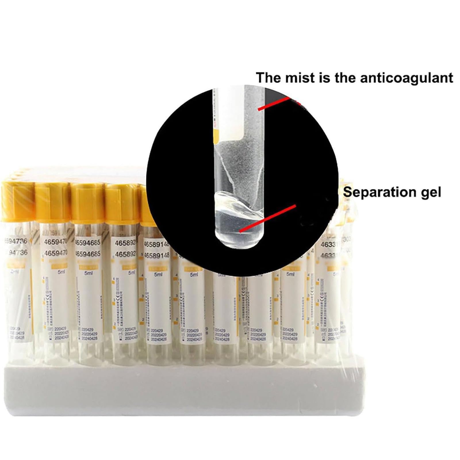 Tubes de prélèvement sanguin jetables avec gel de séparation et coagulant pour la séparation du sérum et la préparation PRP