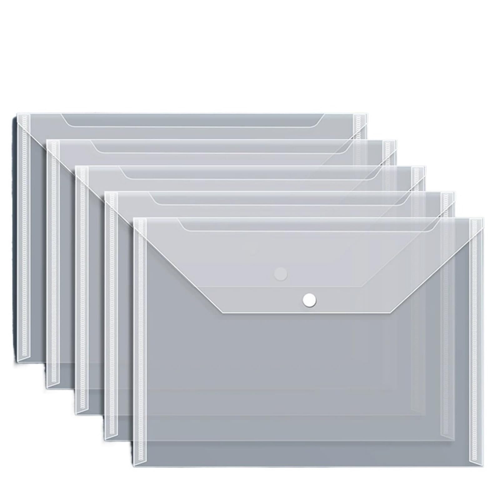cartella plastica trasparente, Cartella di archiviazione documenti multicolore con bottone a pressione trasparente A4 da 30 pezzi for file Ufficio(White1)