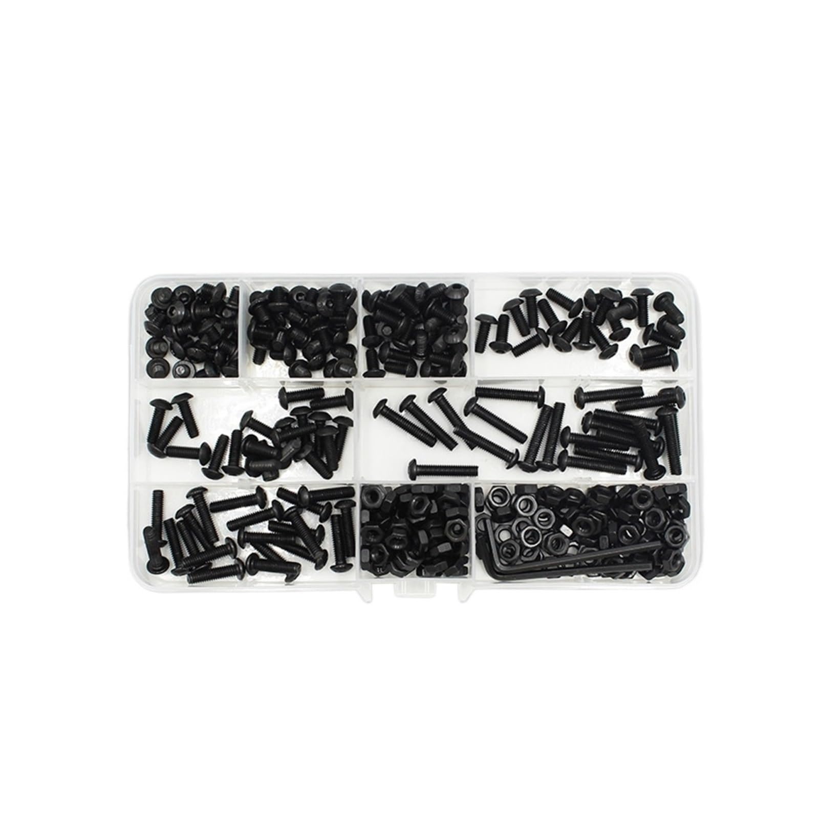 2510 Pcs M2 M2.5 M3 M4 M6 Hex Socket Round Button Head Screws, Nuts and Washers Kit, Grade 10.9 ISO7380 Allen Drive Fasteners Assortment(M4 342pcs)