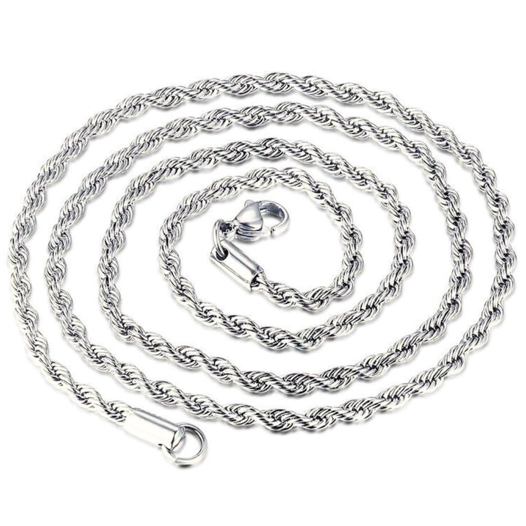 DVRK Cadena Plata Hombre de Acero Inoxidable 316L y 50cm x 3mm – Cadena de Plata Hombre estilo Cordon - Cadena Plata Hombre Resistente al agua y al Sudor