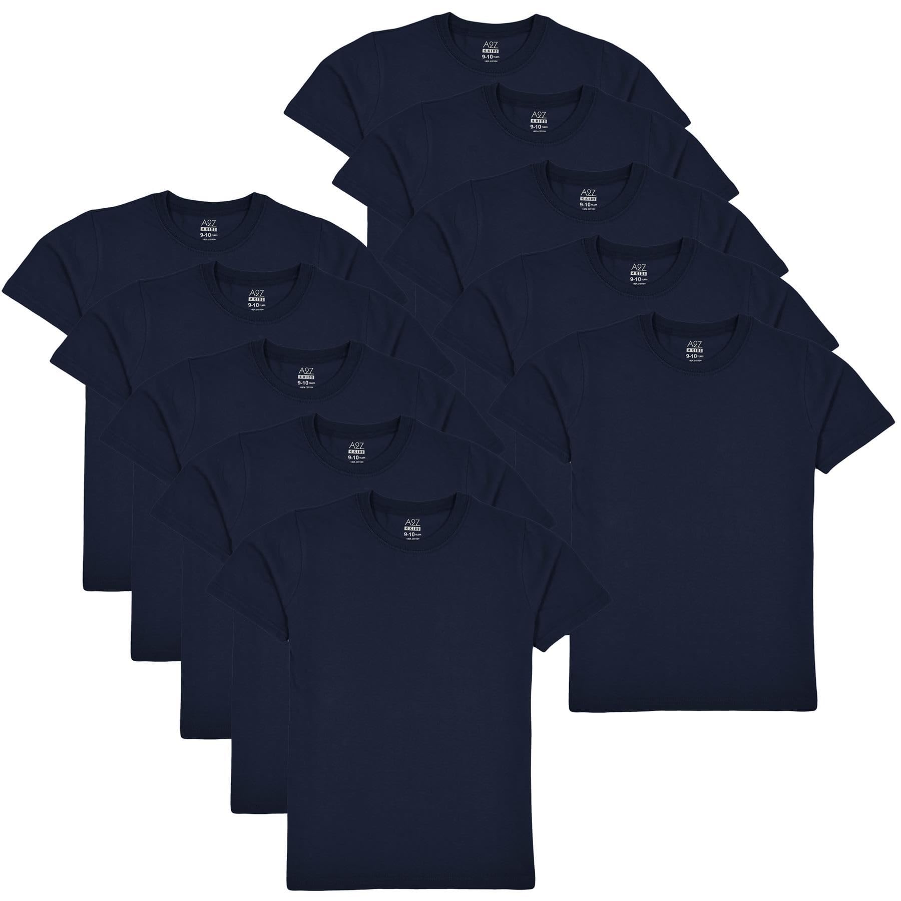 A2Z 4 Kids Pack of 10 Kids Girls Boys Plain T Shirt Soft Feel - T Shirt PL Navy 10 Pack 13